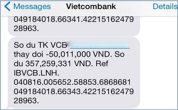 Cách đăng ký sms banking Vietcombank