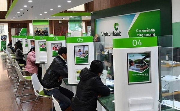 Quầy giao dịch của ngân hàng Vietcombank