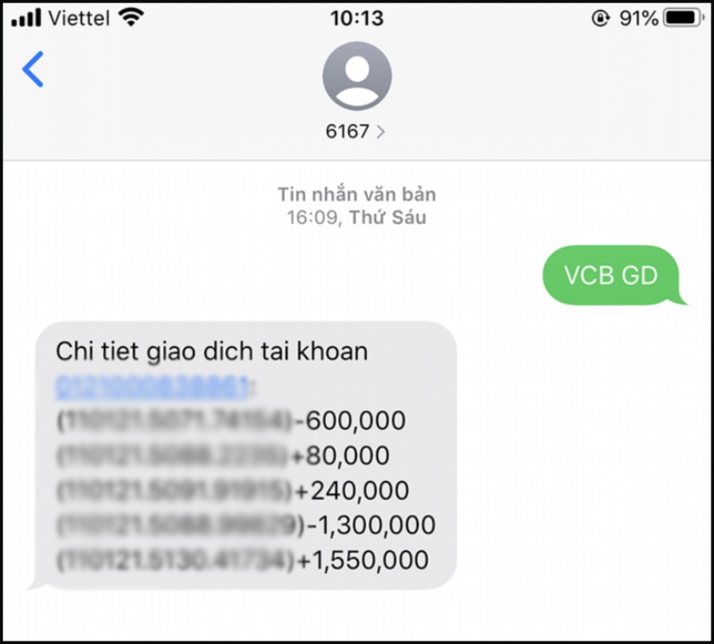 Kiểm tra lịch sử giao dịch bằng SMS Banking